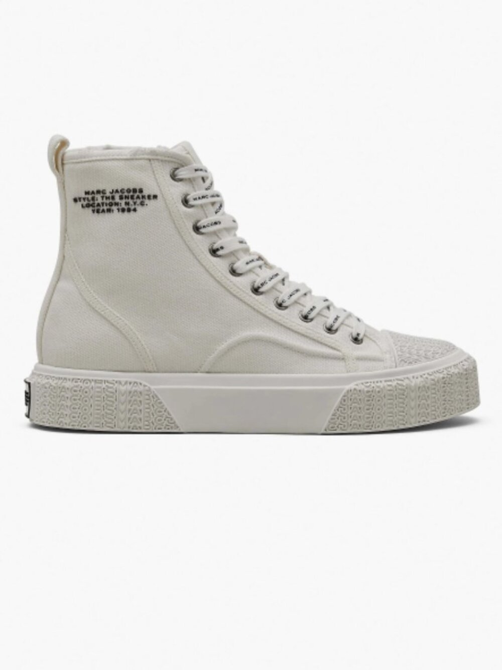 Marc Jacobs The Sneaker Womens EU 40 White Canvas High Top Sneakers Logo Lace Up
